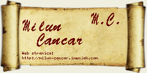 Milun Čančar vizit kartica